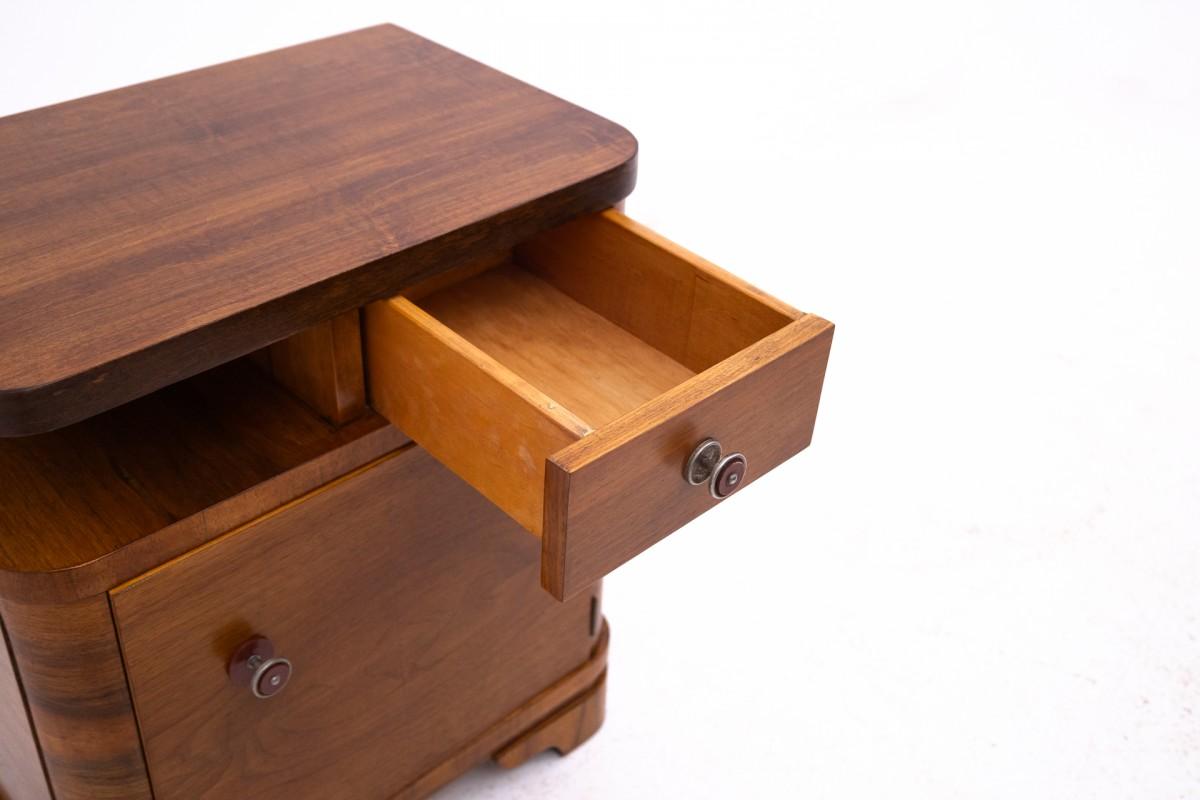 Legno Comodini Art Déco in noce, metà del XX secolo, Polonia. in vendita