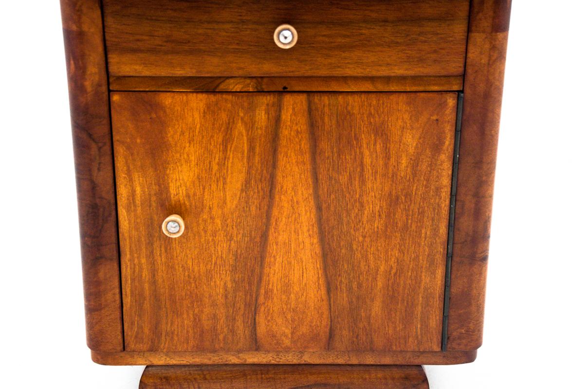 Art Deco Walnut Bedside Tables, Poland, 1950s, After Renovation 4