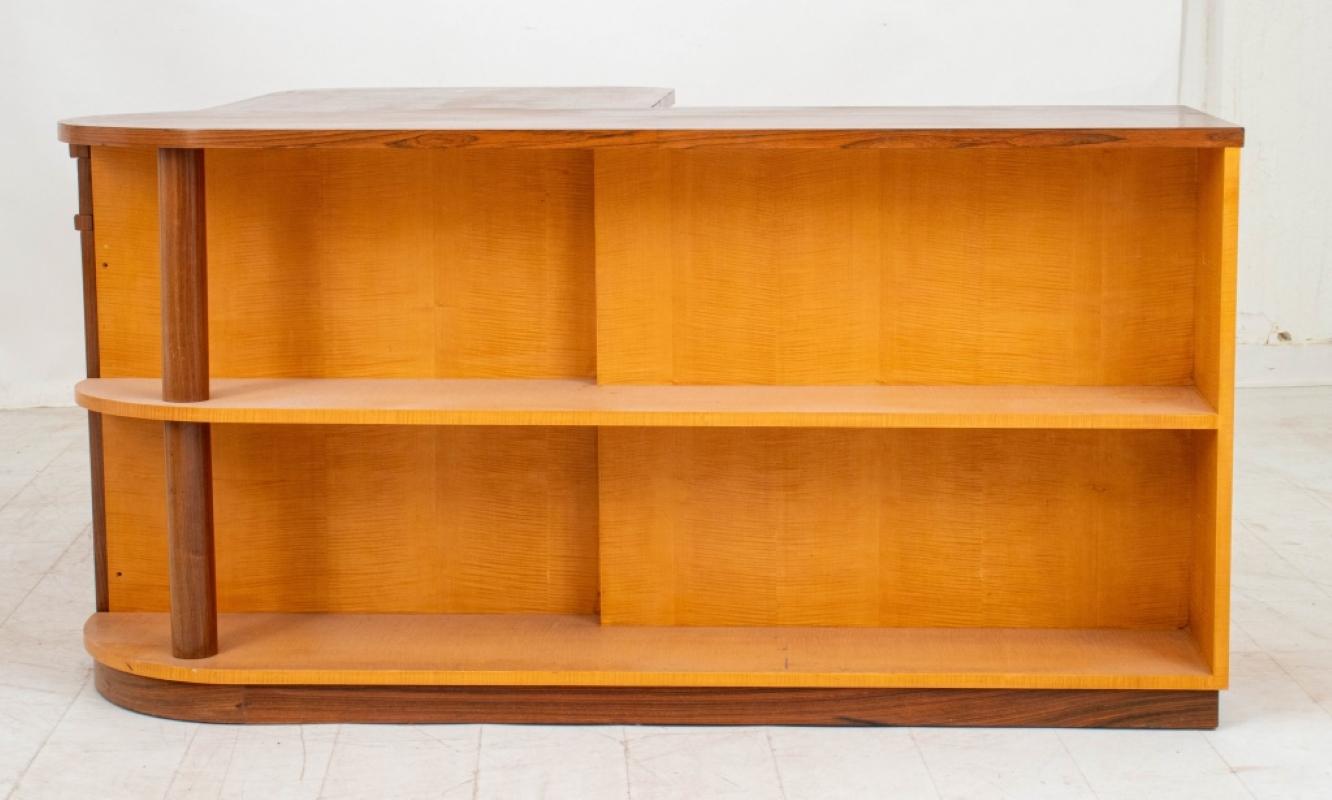 Art Deco Walnut & Birch L-Shaped Desk 1