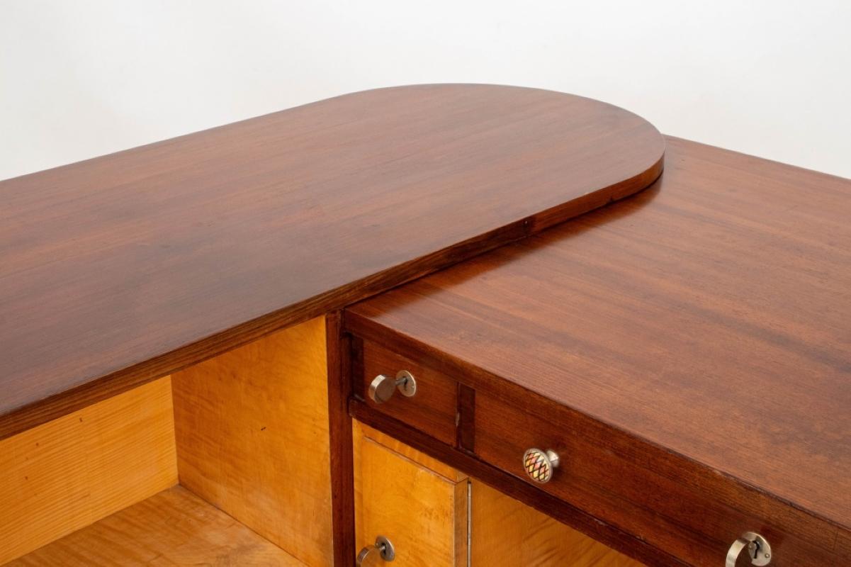 Art Deco Walnut & Birch L-Shaped Desk 2