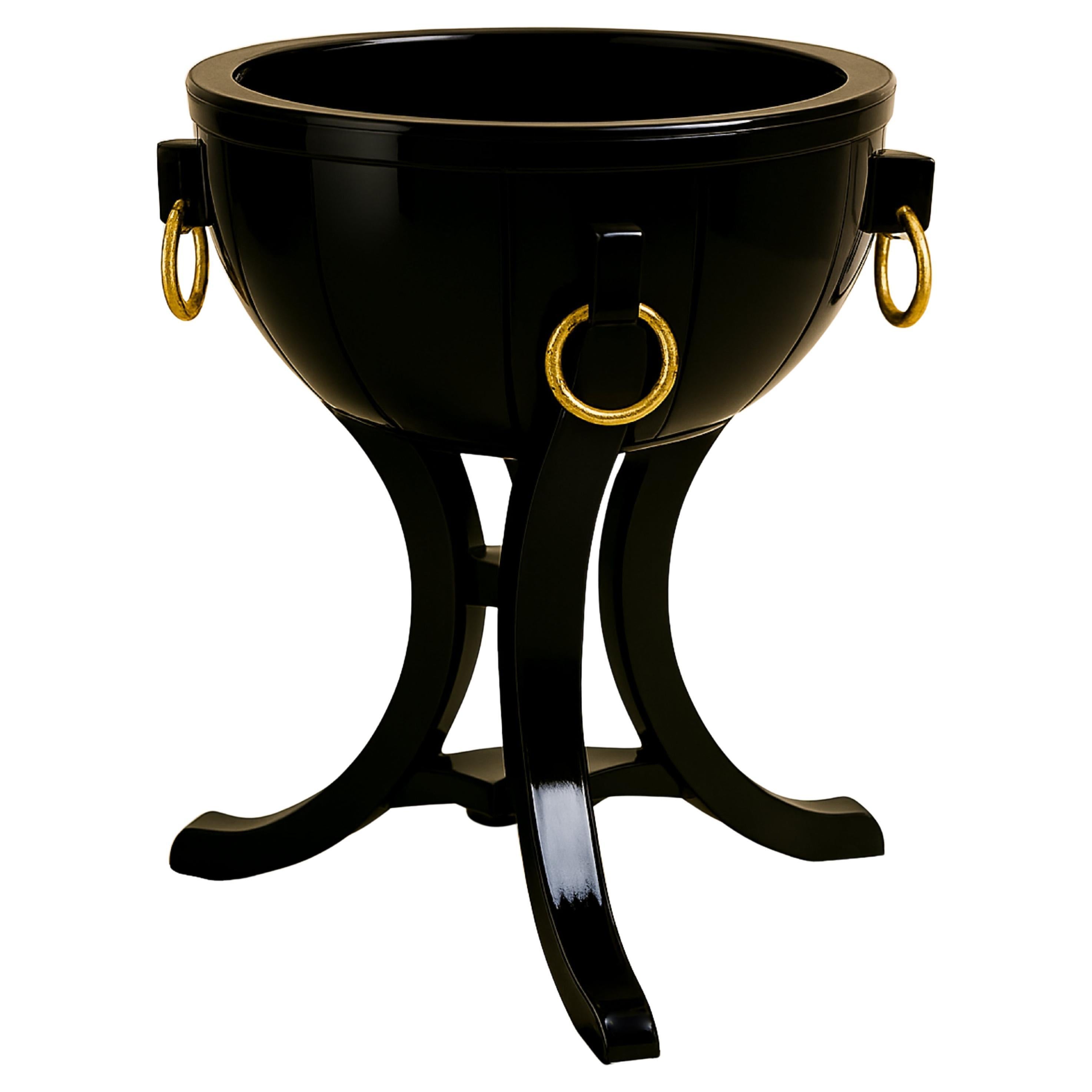 Art Deco Walnut Black Lacquer Art Deco Vase, 20th Century