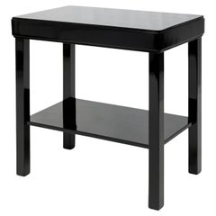 Art Deco Walnut Black Lacquer Console Table, 20th Century