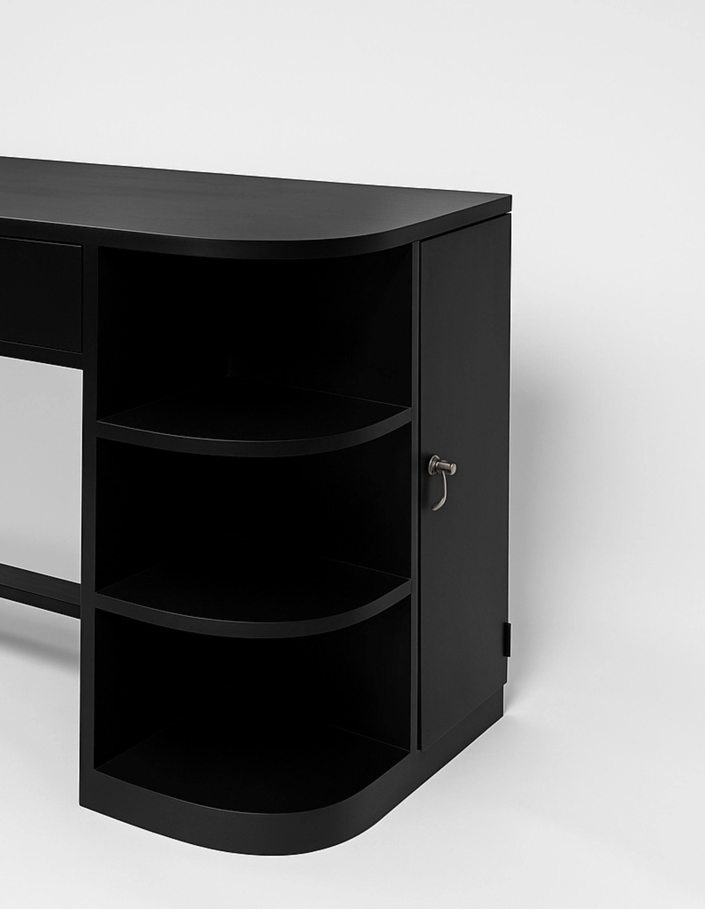 Art Déco Scrivania Art Deco in noce e lacca nera, 20° secolo in vendita