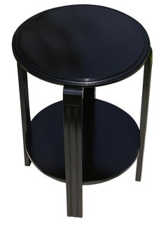 Art Deco Walnut Black Lacquer  Side Table, 20th Century