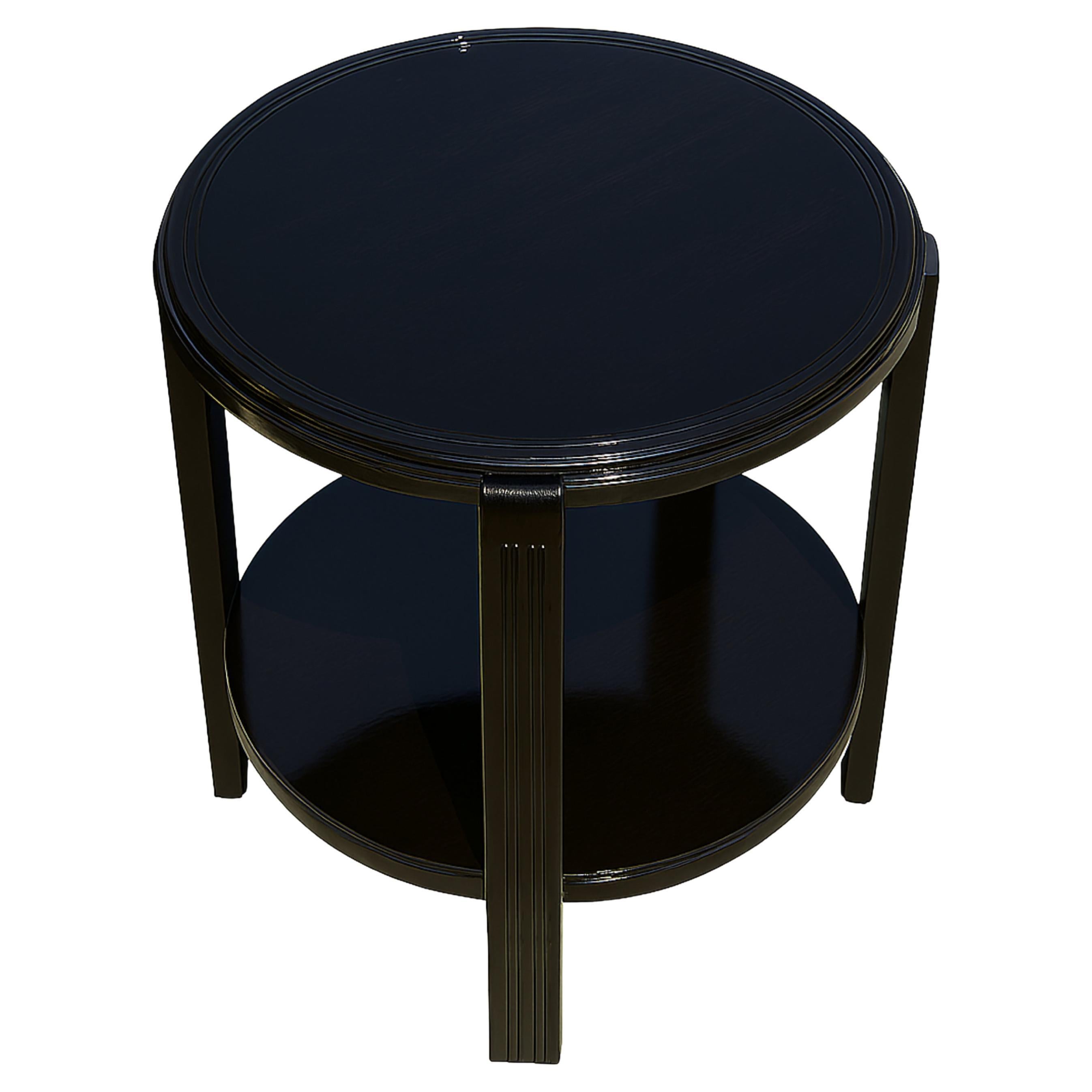 Art Deco Walnut Black Lacquer  Side Table, 20th Century