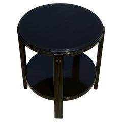 Art Deco Walnut Black Lacquer  Side Table, 20th Century