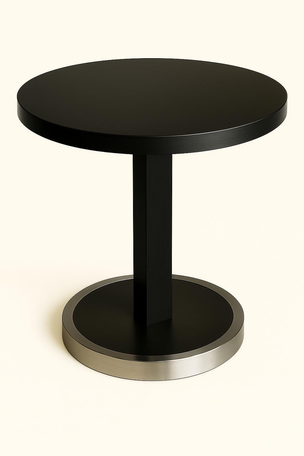 Art Deco Walnut Black Lecquer Table Pedestal, 20th Century In Fair Condition For Sale In Lisbon, PT