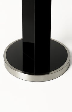 Art Deco Walnut Black Lecquer Table Pedestal, 20th Century