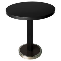 Art Deco Walnut Black Lecquer Table Pedestal, 20th Century