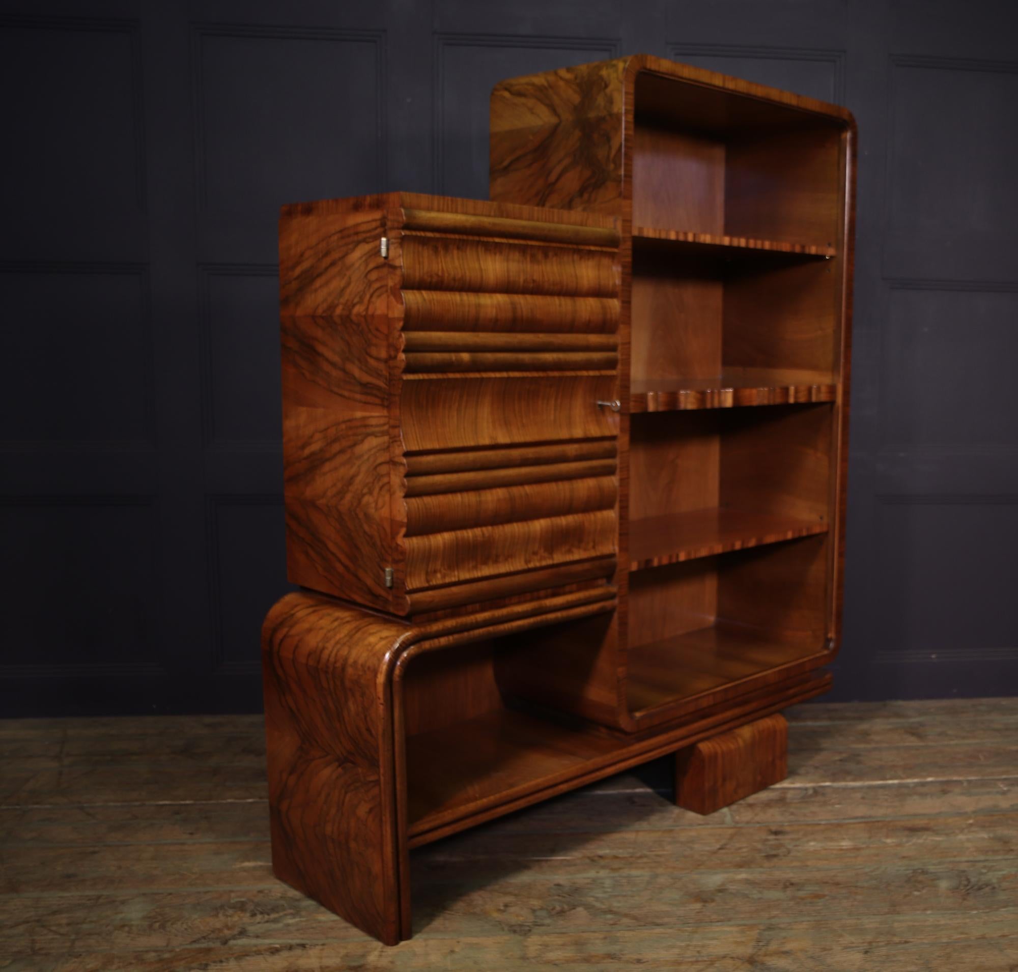Art Deco Walnut Bookcase at 1stDibs