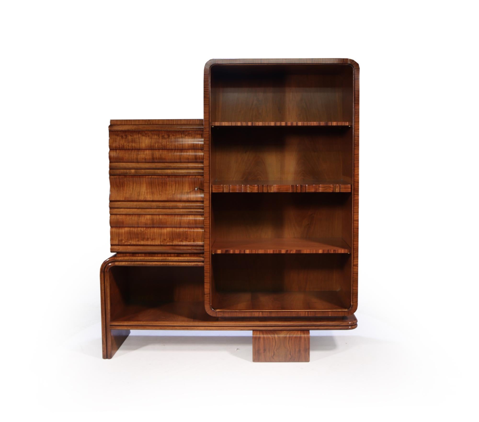 Art Deco Walnut Bookcase at 1stDibs