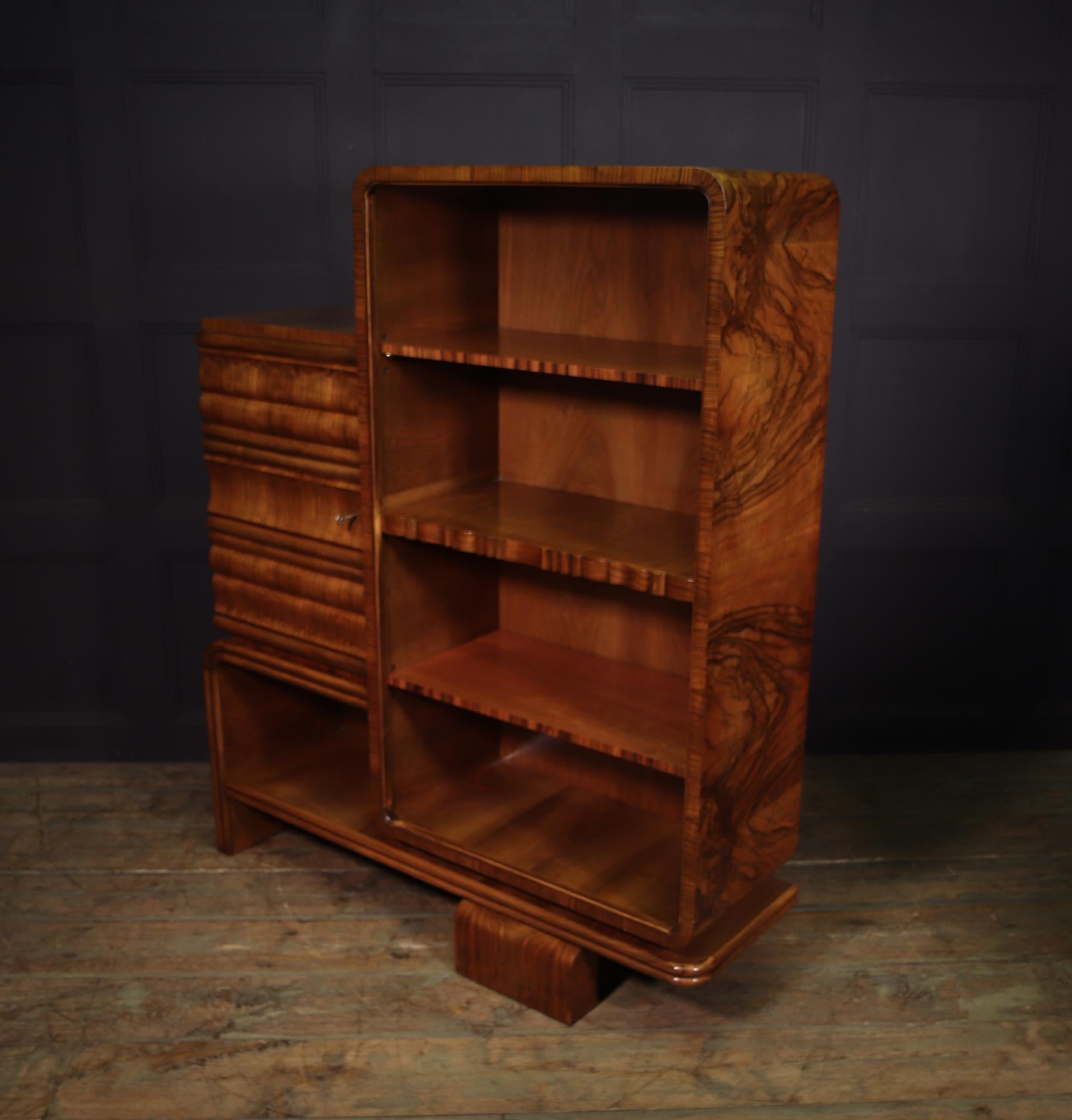 Art Deco Walnut Bookcase at 1stDibs