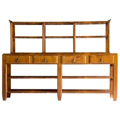 Art Deco Walnut Bookcase Sideboard Dresser, circa 1930