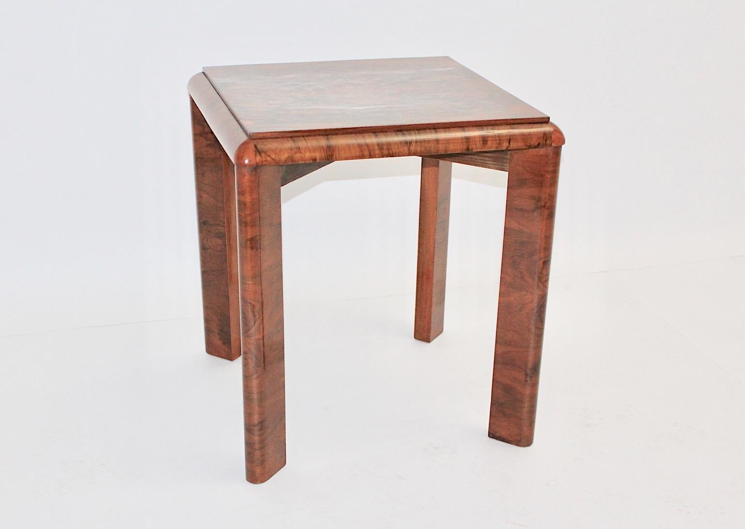 Art Deco Walnut Brown Side Table Coffee Table Square 1930s Austria For Sale 1