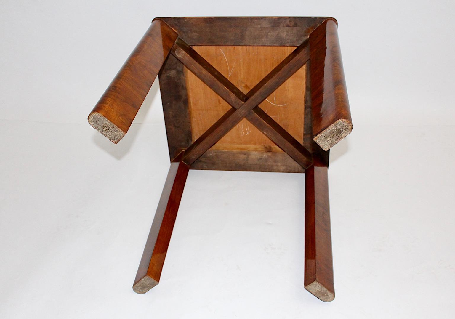 Art Deco Walnut Brown Side Table Coffee Table Square 1930s Austria For Sale 2