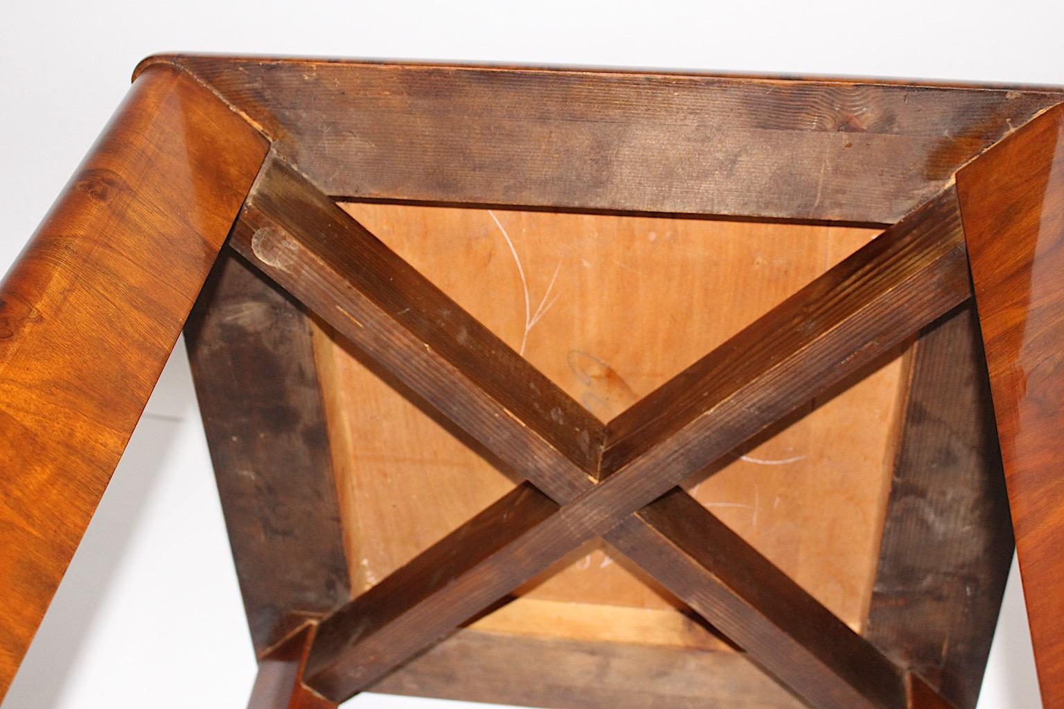 Art Deco Walnut Brown Side Table Coffee Table Square 1930s Austria For Sale 3