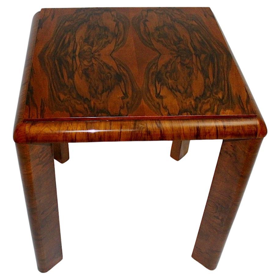 Art Deco Nussbaum Brown Beistelltisch Couchtisch Quadratisch 1930er Jahre Österreich