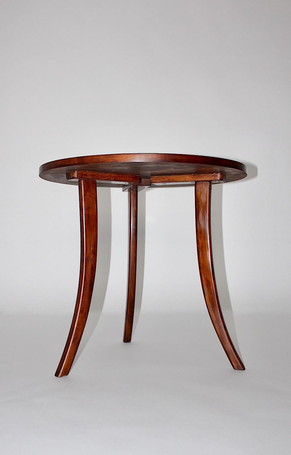 Art Deco Walnut Brown Vintage Coffee Table Side Table Josef Frank, 1930s, Vienna For Sale 7