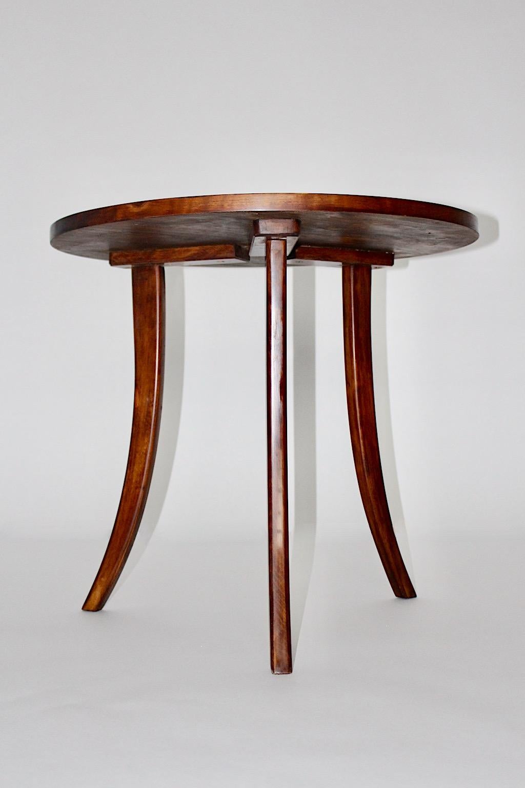 Art Deco Walnut Brown Vintage Coffee Table Side Table Josef Frank, 1930s, Vienna For Sale 3