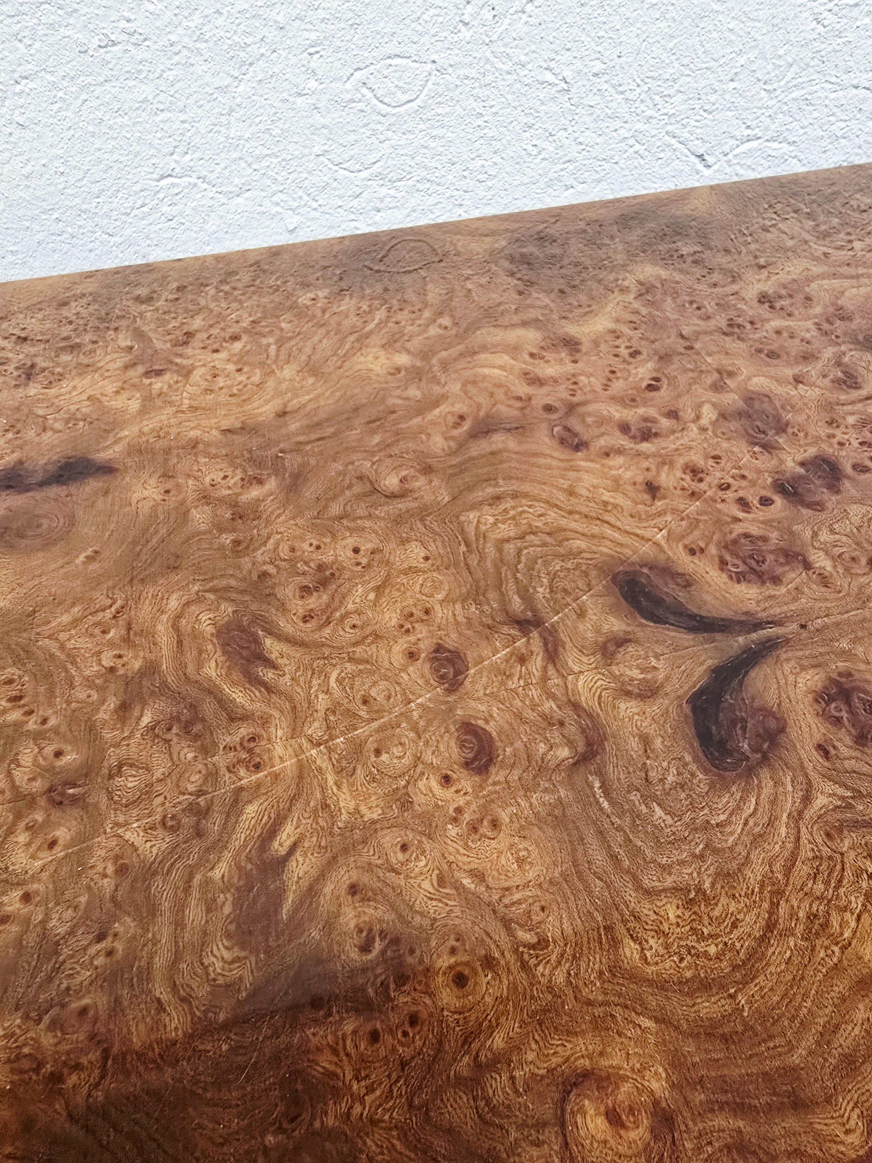 Art Deco Walnut Burl and Brass Nightstands 1 of 2 For Sale 4