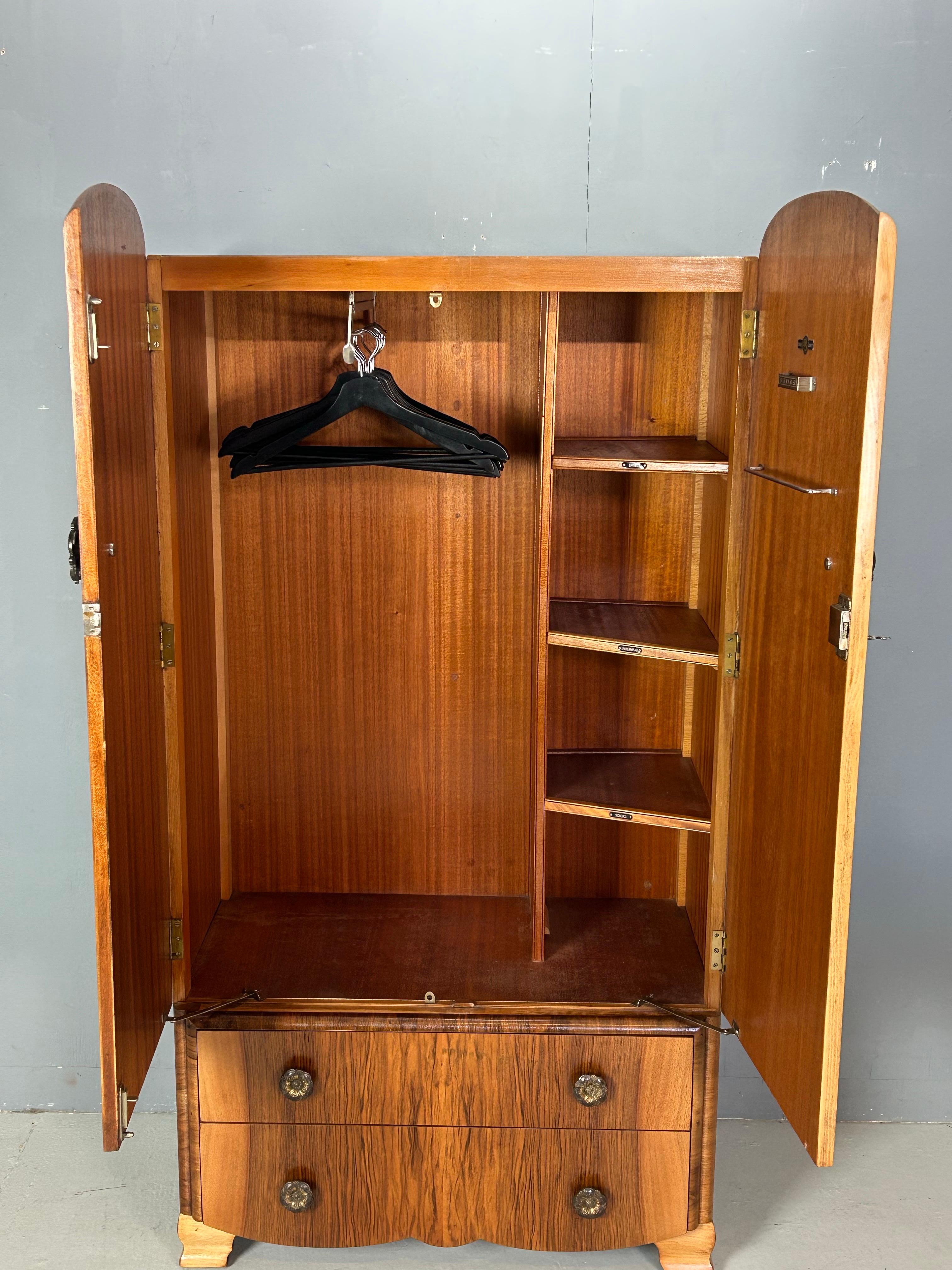 Art Deco Walnut Burl Wardrobe 1930 6