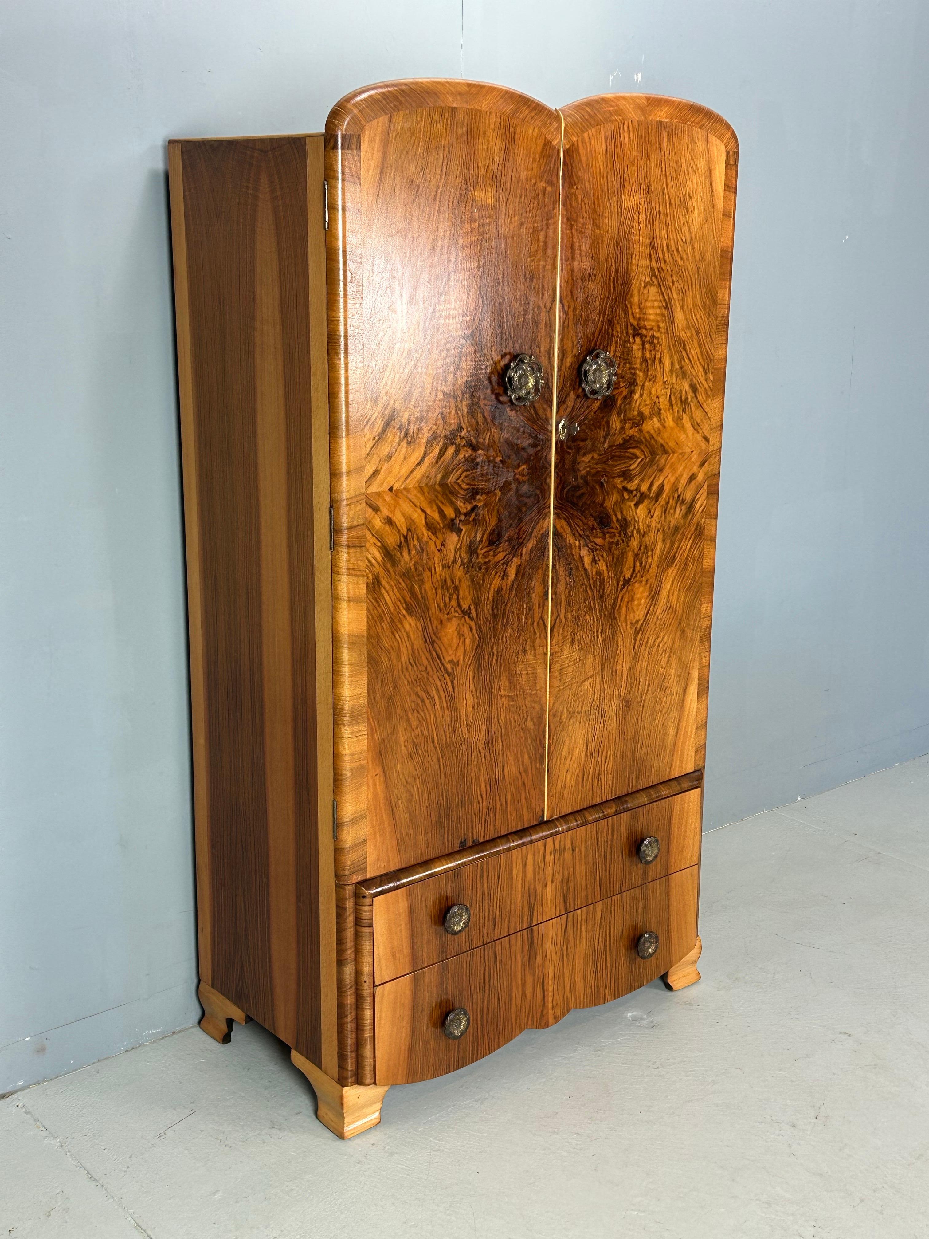 Art Deco Walnut Burl Wardrobe 1930 15