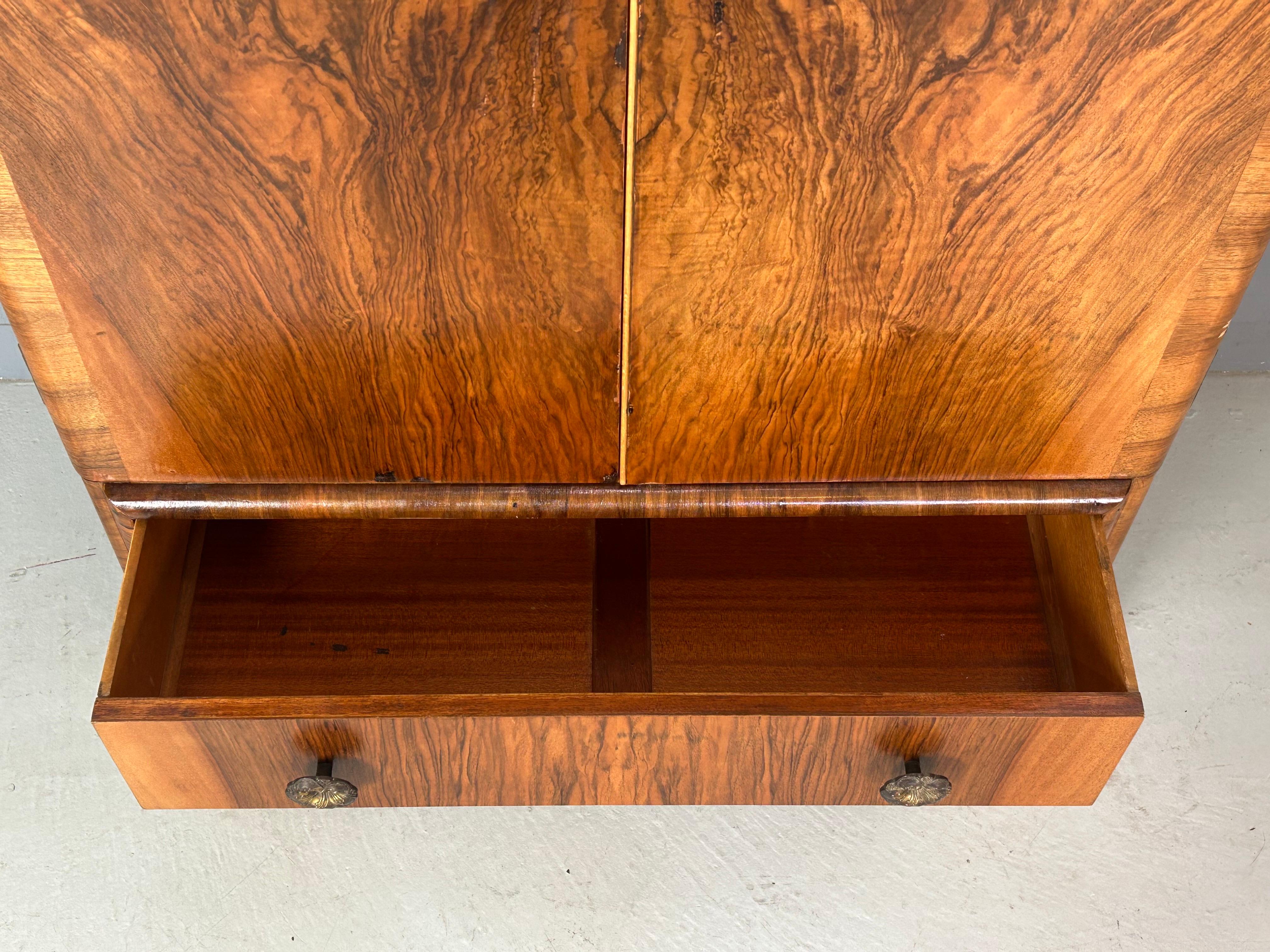 Art Deco Walnut Burl Wardrobe 1930 16