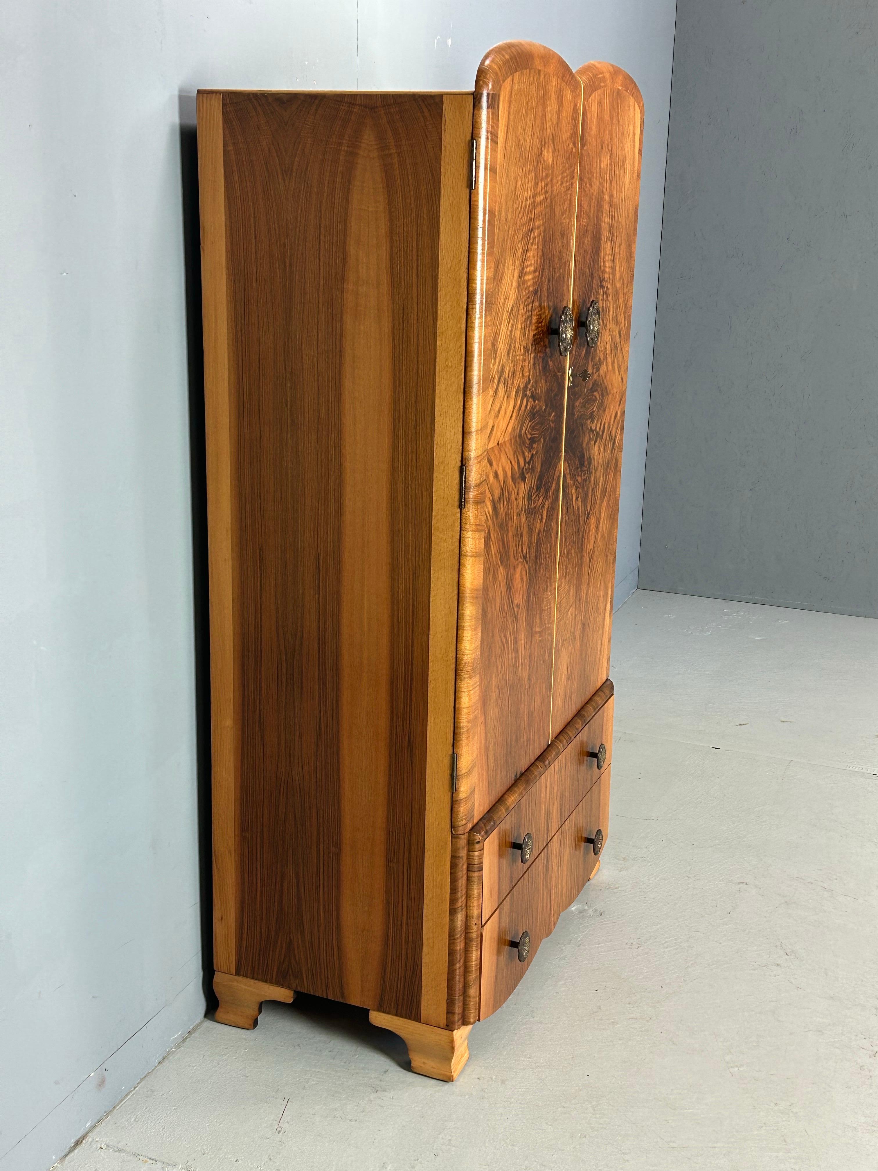 20th Century Art Deco Walnut Burl Wardrobe 1930