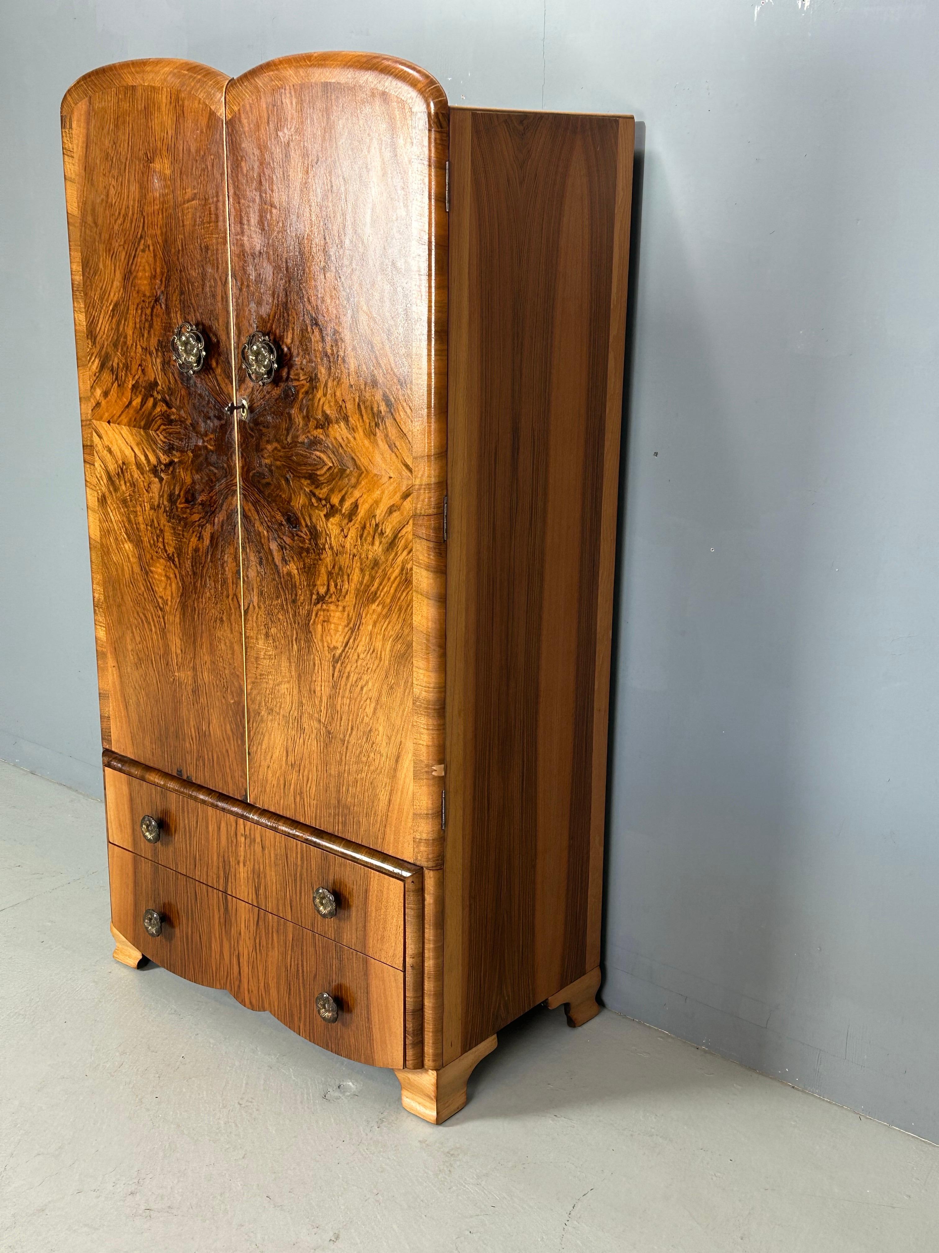 Art Deco Walnut Burl Wardrobe 1930 4