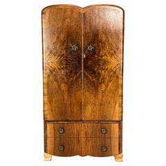 Antique Art Deco Walnut Burl Wardrobe 1930