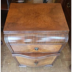 Art Deco Walnut Burl Waterfall Nightstand