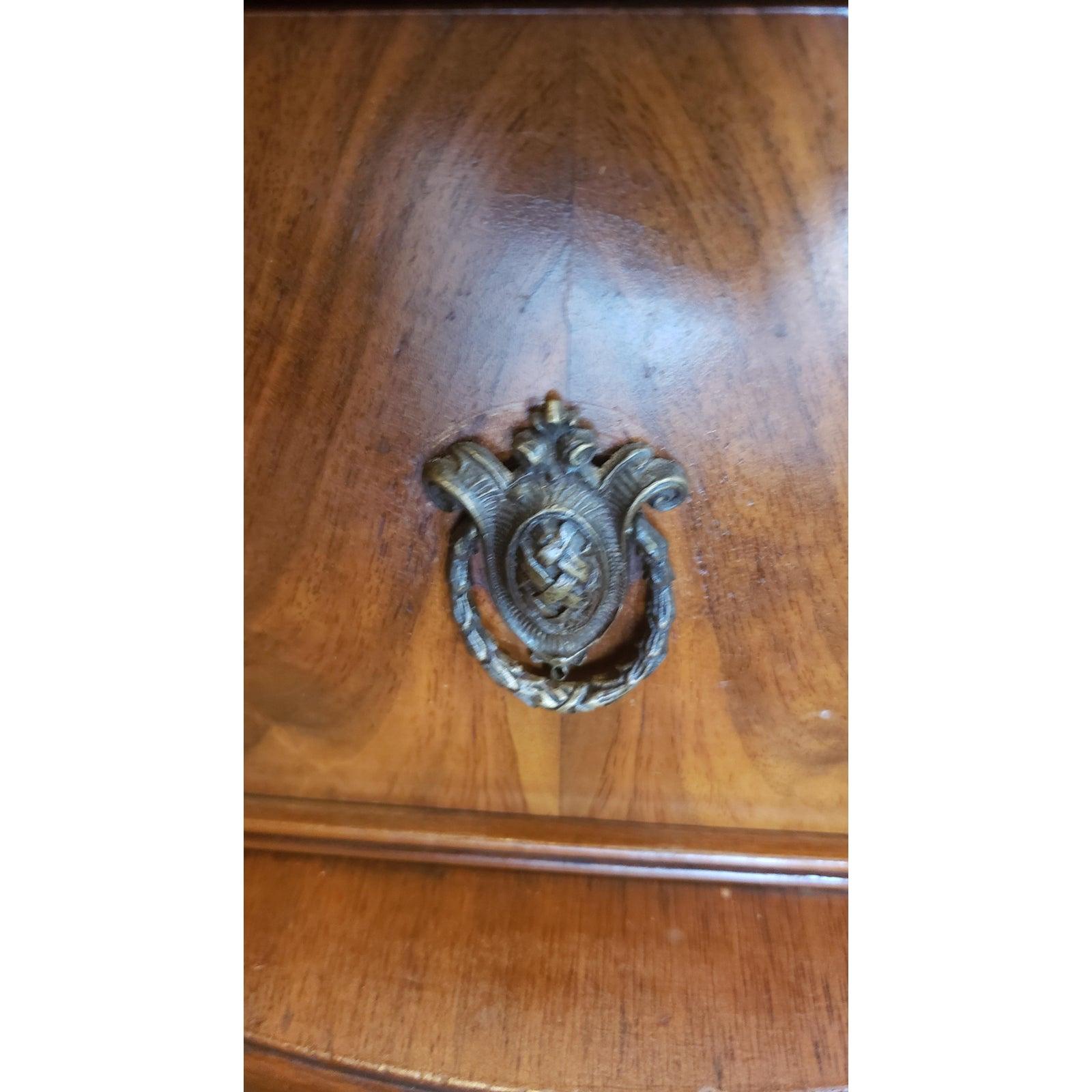 Art Deco Walnut Burl Waterfall Nightstand In Good Condition In Germantown, MD