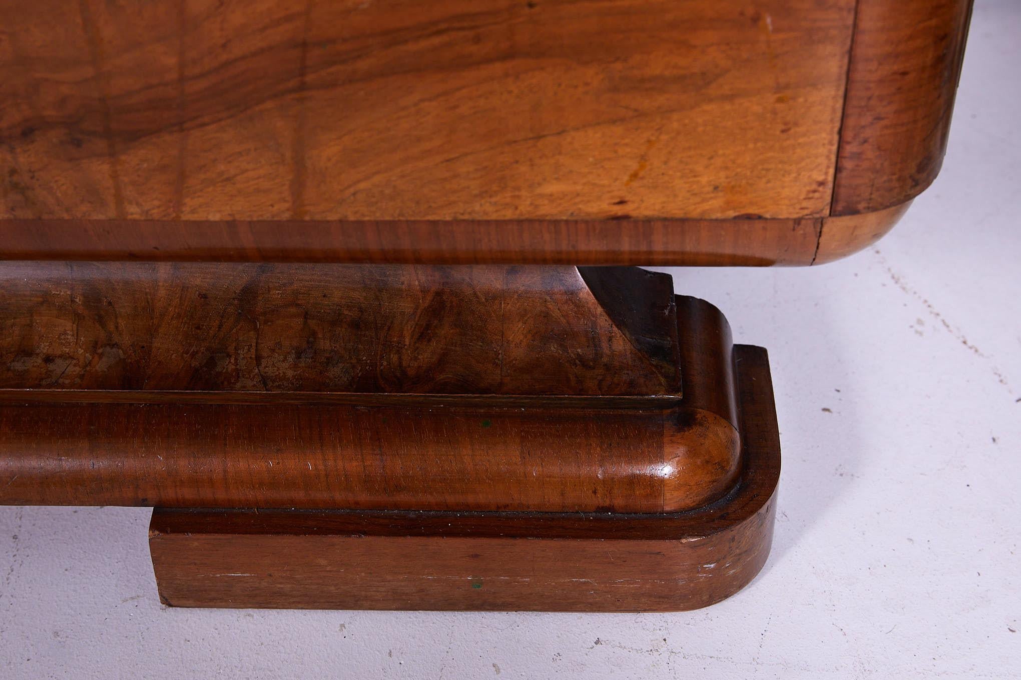 Art Deco Walnut Burl Wood Sideboard or Bar Cabinet For Sale 4