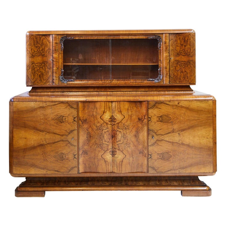 Art Deco Walnut Burl Wood Sideboard or Bar Cabinet For Sale at 1stDibs |  burl wood bar cabinet, burl bar, burl bar cabinet