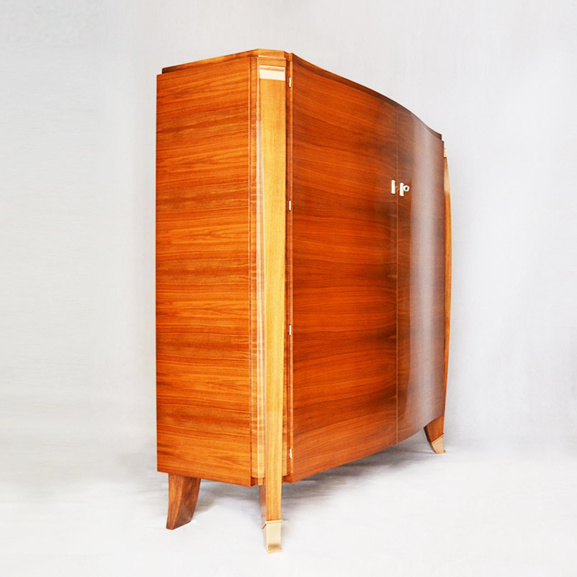 French Art Deco Walnut Cabinet with Bronze Applications by Maurice Rinck, 1930s, France For Sale