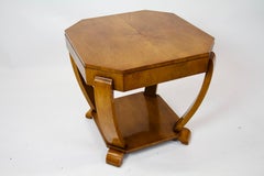 Art Deco Walnut Canted Corner 2 tier Coffee Table circa 1930s
