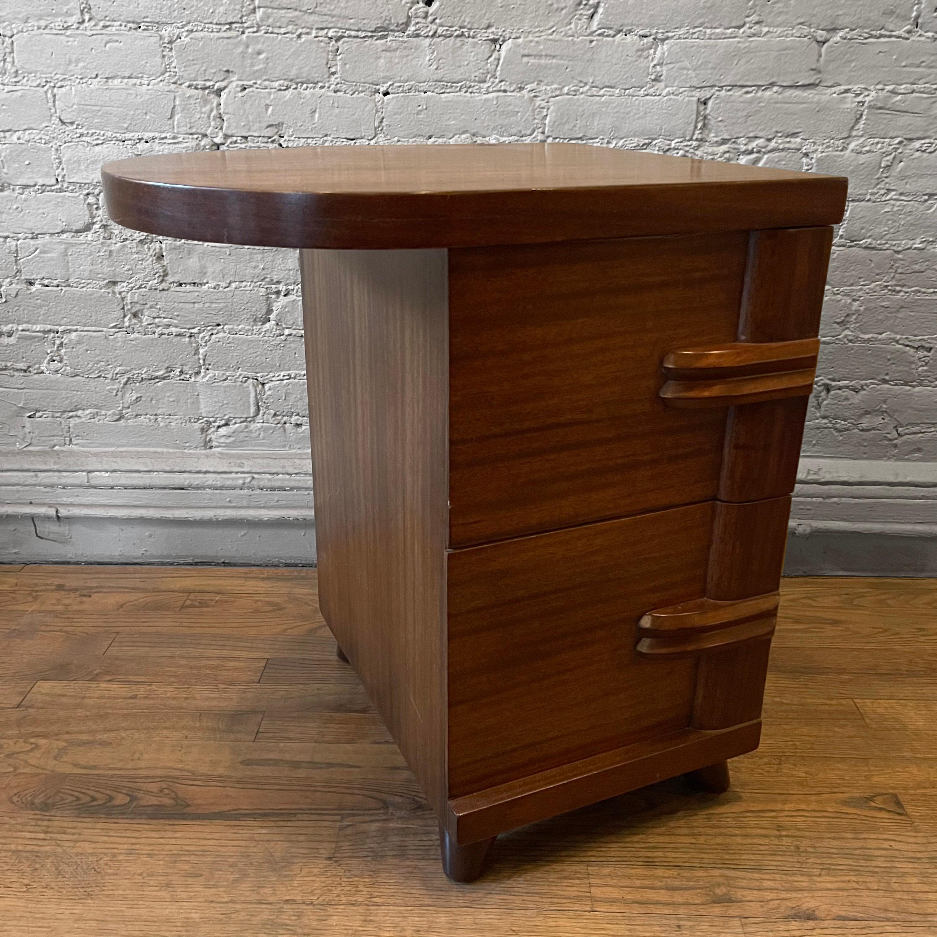 American Art Deco Walnut Cantilever End Table Nightstand