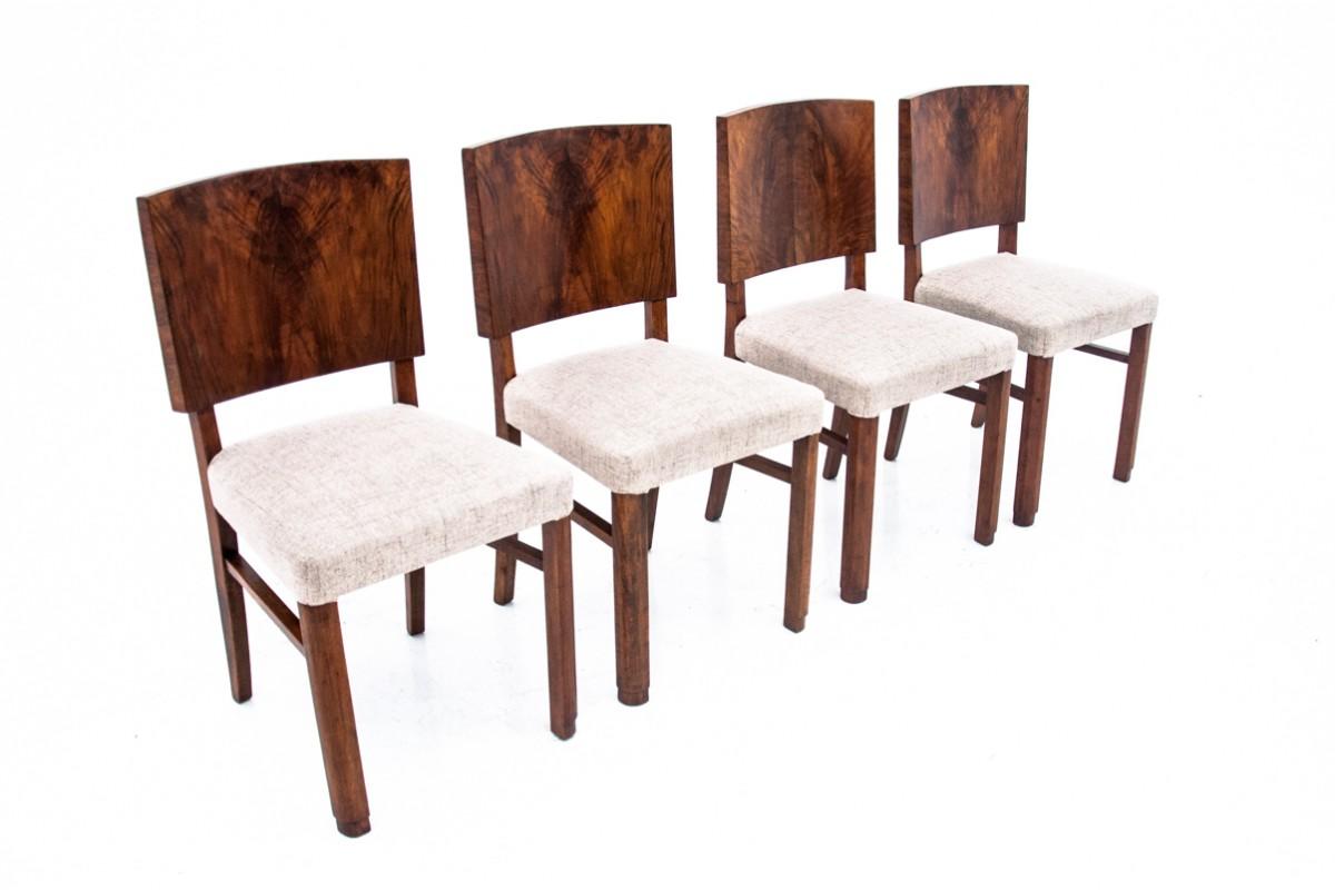 Polish Art Deco walnut chairs, Poland, 1940s. After renovation. For Sale
