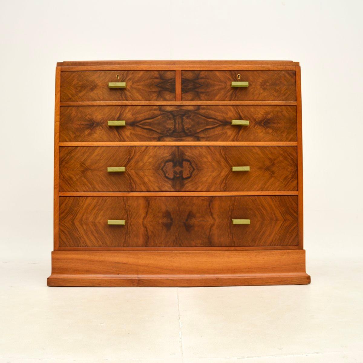 British Art Deco Walnut Chest of Drawers by Hamptons of Pall Mall