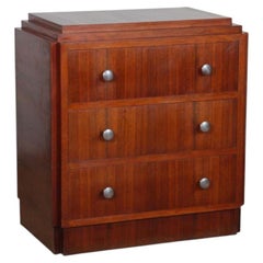 Art Deco walnut chest of drawers, French-made, circa 1930–1940