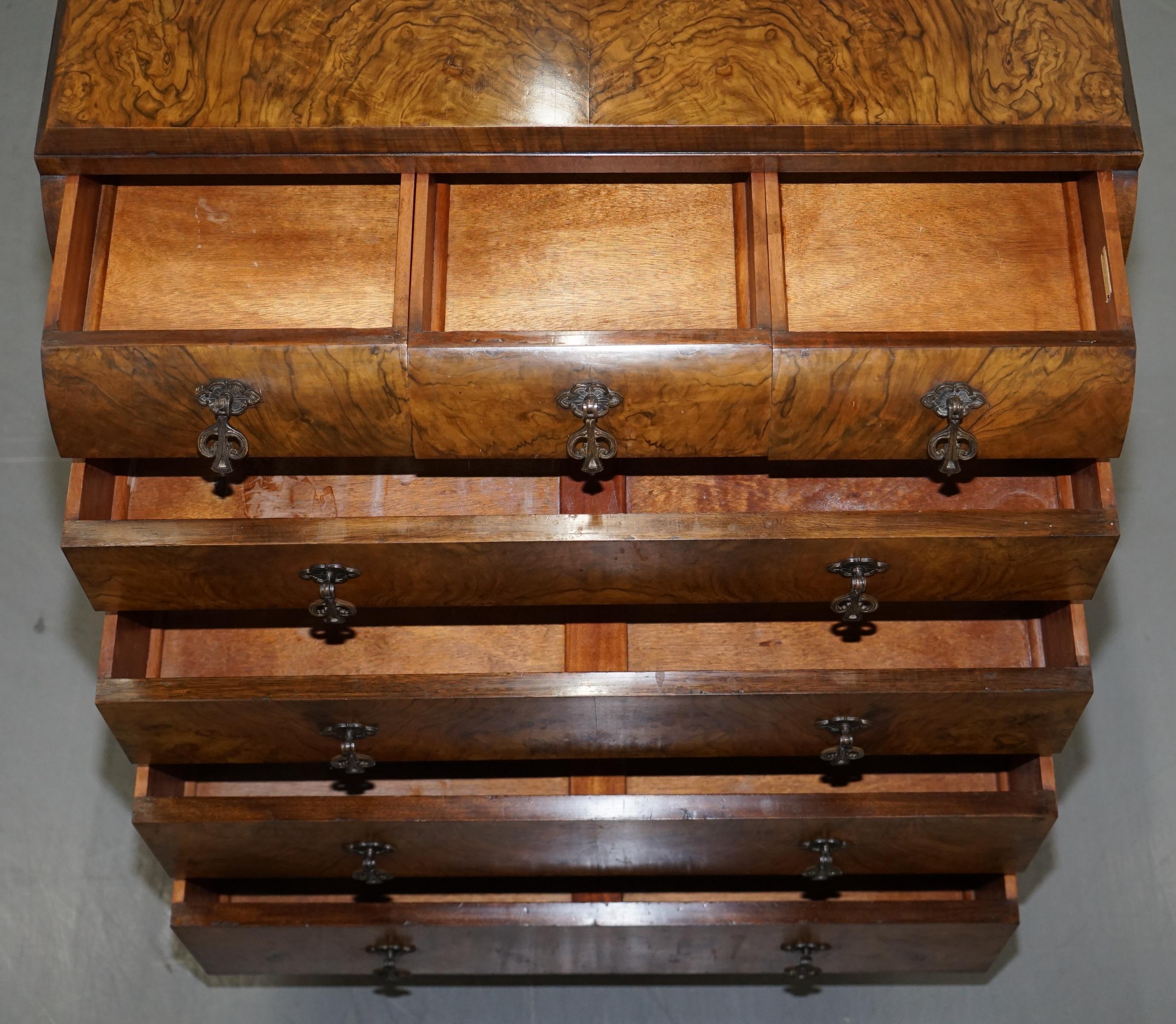 Art Deco Walnut Chest of Drawers Part of Suite Stamped Guaranteed British Made 11