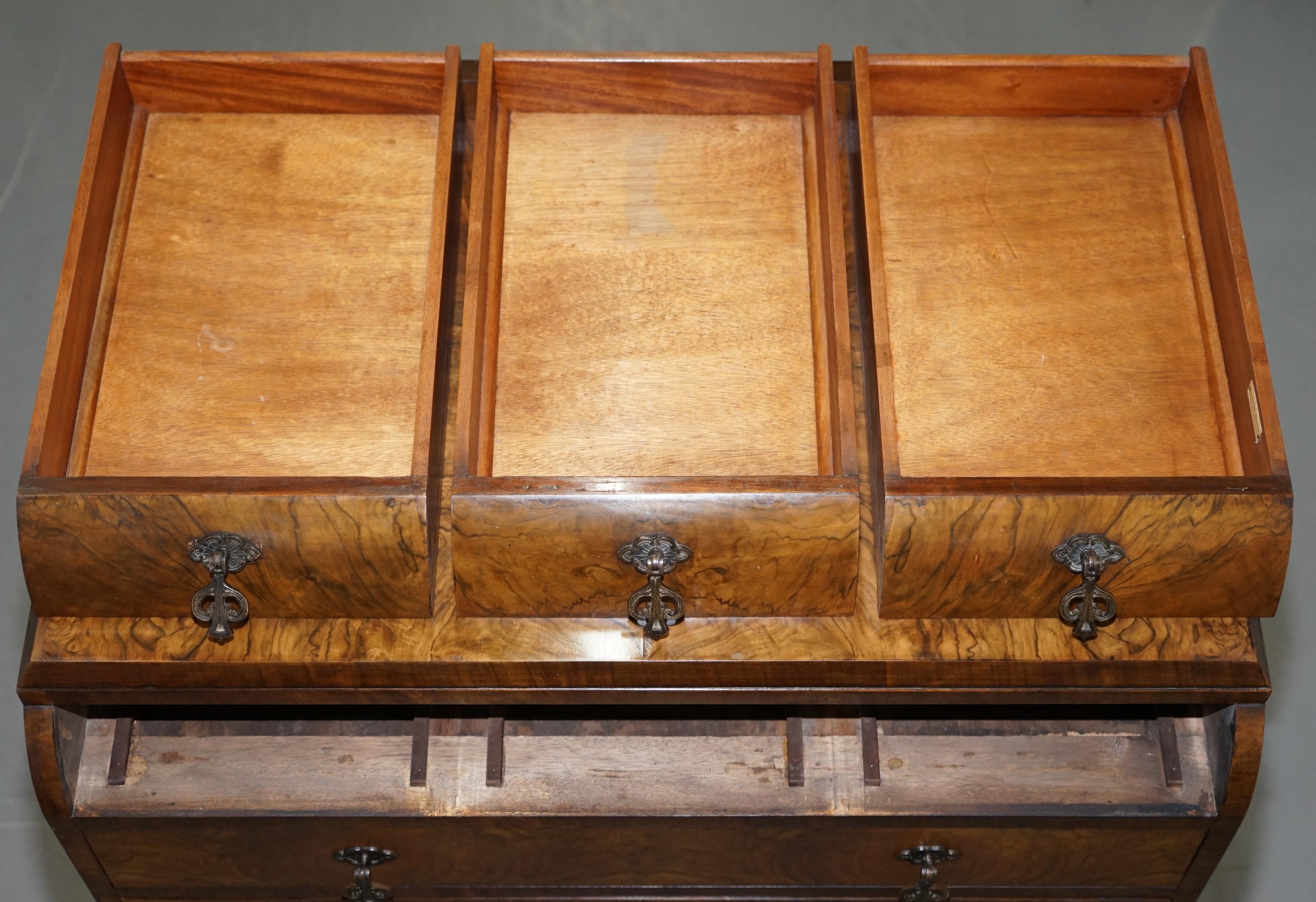 Art Deco Walnut Chest of Drawers Part of Suite Stamped Guaranteed British Made 12