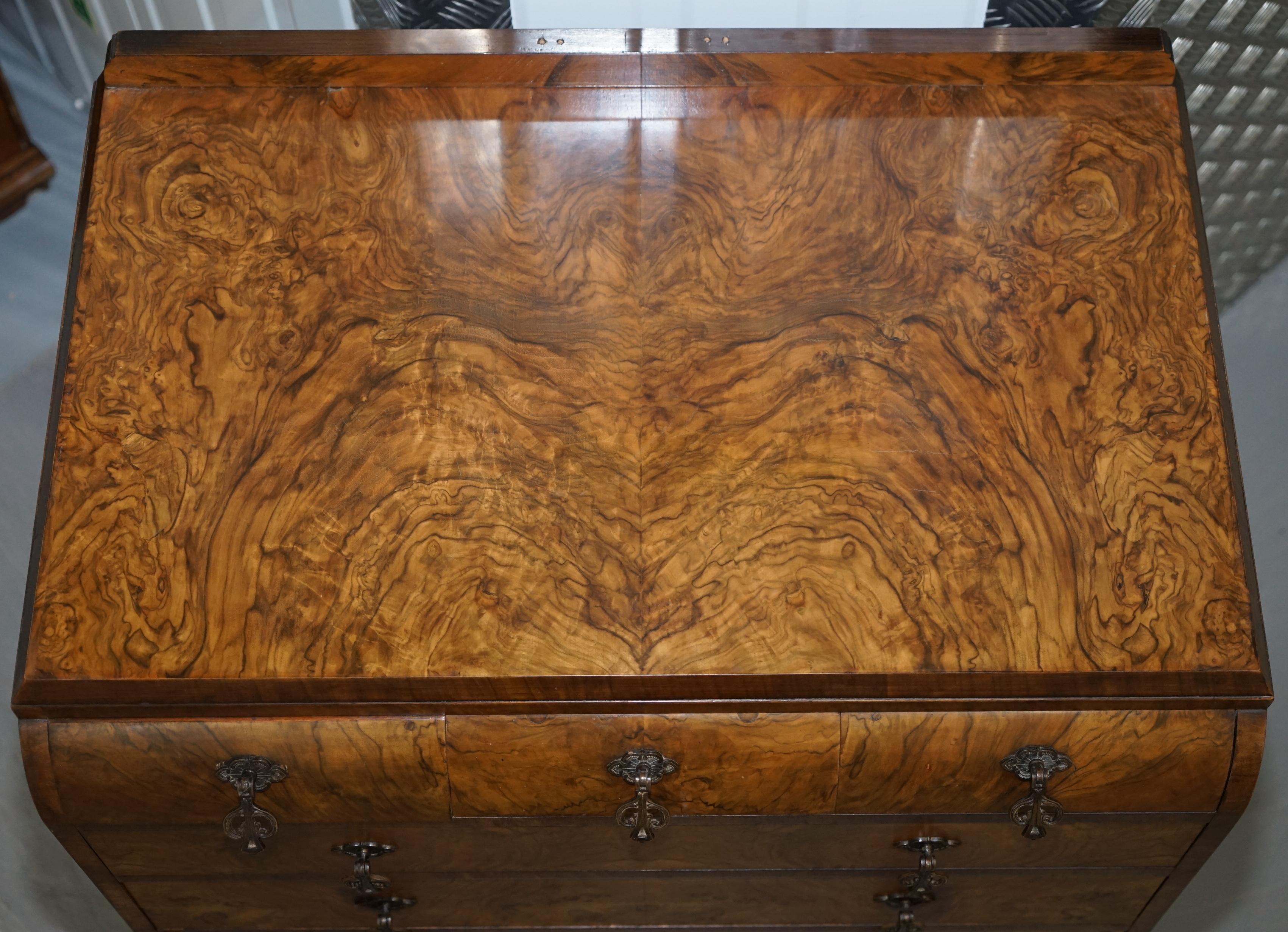Hand-Crafted Art Deco Walnut Chest of Drawers Part of Suite Stamped Guaranteed British Made