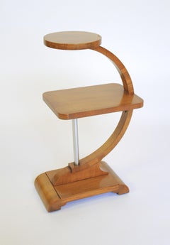 Art Deco Walnut & Chrome 2 tier Lamp Table circa 1930s