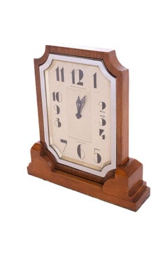 Art Deco Walnut & Chrome Mantel clock 1930s