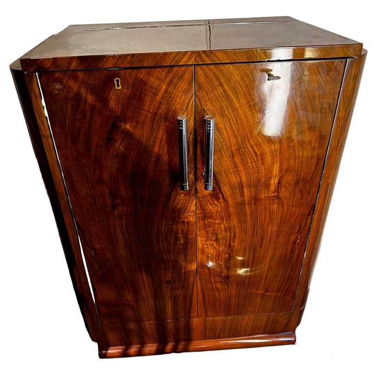 Art Deco Walnut Classic Petite Bar with Storage For Sale at 1stDibs