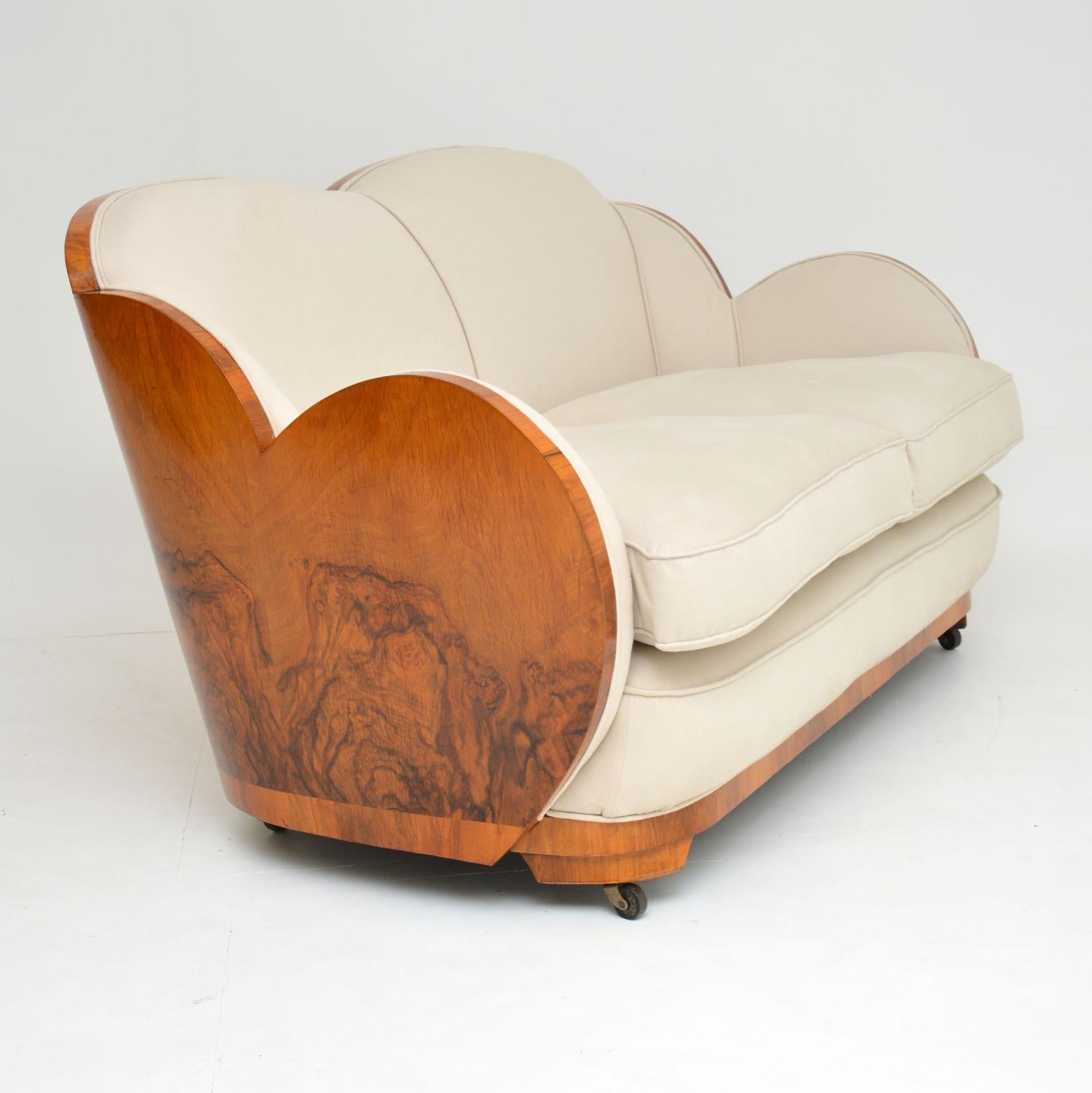 Art Deco Walnut Cloud Back Sofa by Epstein 6
