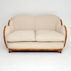 Art Deco Walnut Cloud Back Sofa by Epstein