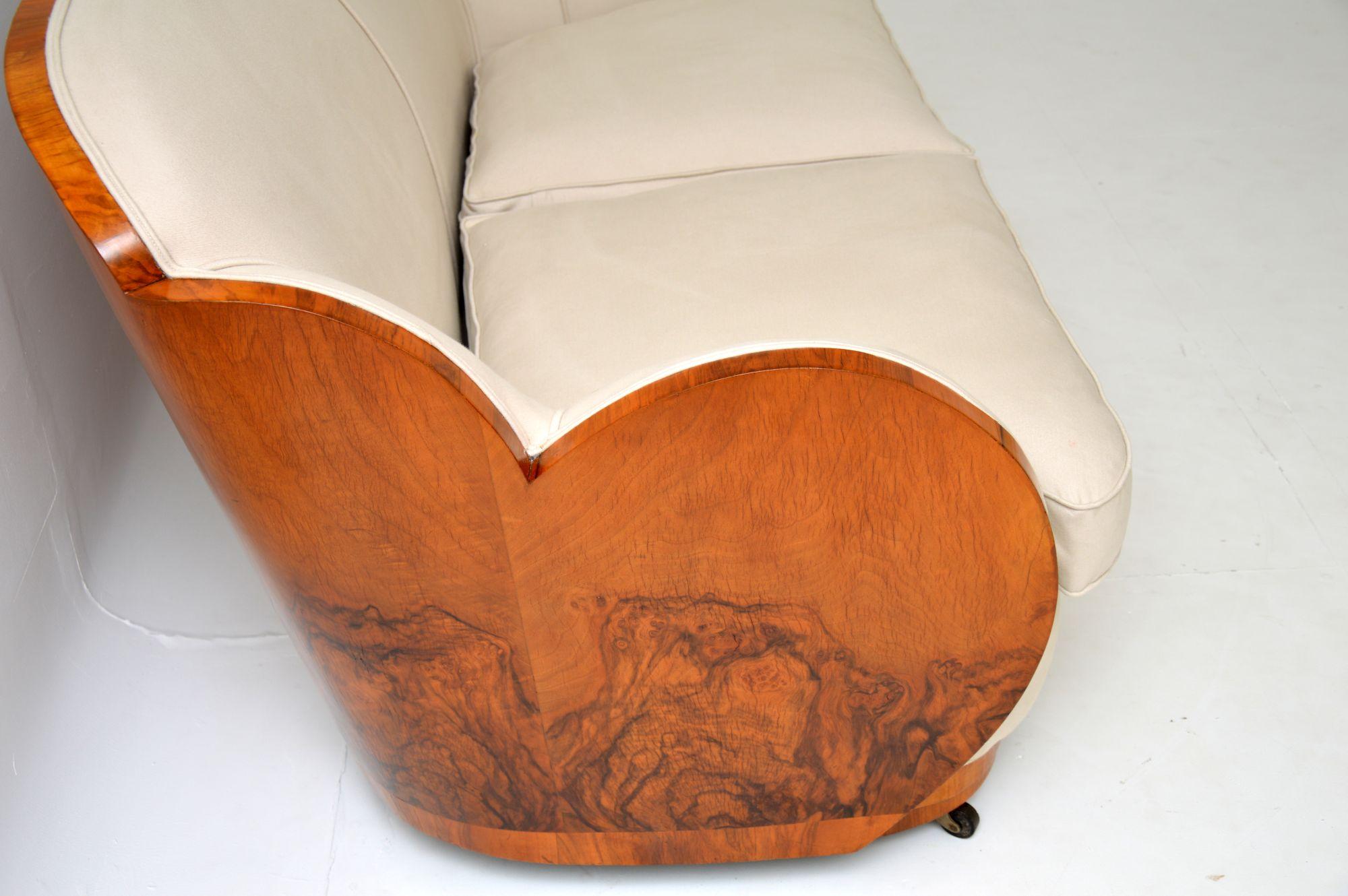 Mid-20th Century Art Deco Walnut Cloud Back Sofa by Epstein
