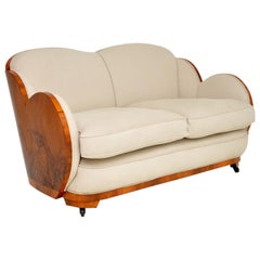 Art Deco Walnut Cloud Back Sofa by Epstein